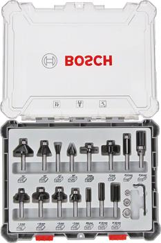 BOSCH 15 tlg Mixed Fräser Set 6mm Schaft (2607017471)