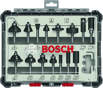 BOSCH 15 tlg Mixed Fräser Set 6mm Schaft (2607017471)