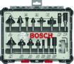 BOSCH Bitsæt til fræsejern, 15 dele, blandet, skaft på 8 mm 15-piece Mixed Application Router Bit Set.