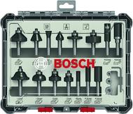 Bosch Sett med fresejern,  15 deler, blandet, 8 mm skaft 15-piece Mixed Application Router Bit Set. (2607017472)