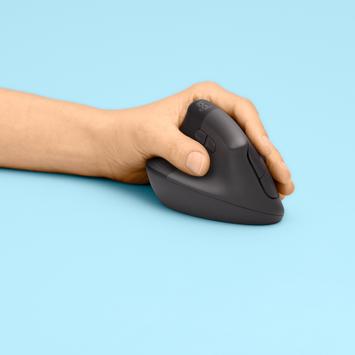 Logitech Lift Vertical Ergonomic Mouse - vertikal mus - Bluetooth,  2.4 GHz - grafitt (910-006474)