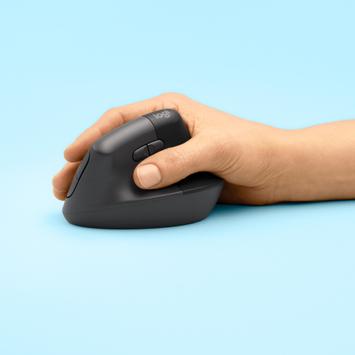 Logitech Lift Vertical Ergonomic Mouse - vertikal mus - Bluetooth,  2.4 GHz - grafitt (910-006473)