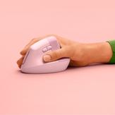 Logitech Lift Vertical Ergonomic Mouse - vertikal mus - Bluetooth,  2.4 GHz - rosa (910-006478)
