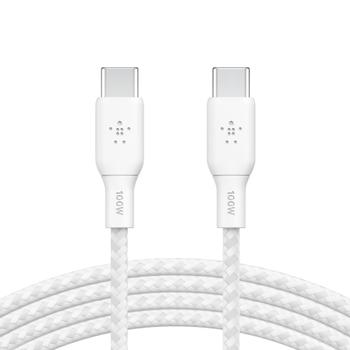 BELKIN 100w USB-C to USB-C Braided Cable 2M (CAB014BT2MWH)