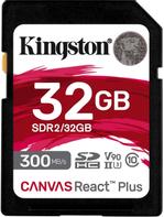 Kingston Canvas React Plus 32GB SD-kort, UHS-II, V90, 300MB/s lesehastighet, 260MB/s skrivehastighet