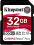 KINGSTON 32GB SDHC REACT PLUS UHS-II 300R/260W U3 V90 FULL HD/4K/8K EXT