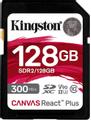 KINGSTON 128GB SDXC REACT PLUS HS-II 300R/260W U3 V90 FULL HD/4K/8K EXT