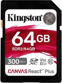 KINGSTON 64GB SDXC REACT PLUS UHS-II 300R/260W U3 V90 FULL HD/4K/8K EXT (SDR2/64GB)