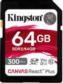 KINGSTON 64GB SDXC REACT PLUS UHS-II 300R/260W U3 V90 FULL HD/4K/8K EXT