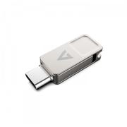 V7 64GB TYPE-C+USB 3.2 GEN1 SILVER USB A FLASH DRIVE + TYPE-C MEM