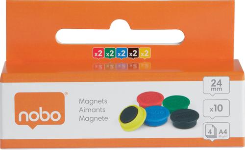 NOBO whiteboard magneter 10 stykk 24mm. Assortert. (1915297)