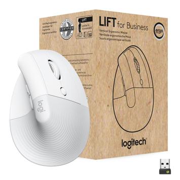 Logitech Lift for Business - vertikal mus - Bluetooth,  2.4 GHz - elfenbenshvit (910-006496)