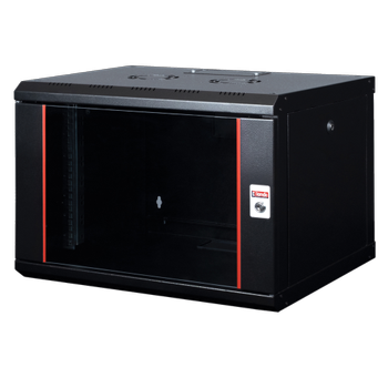 Lande Proline 7U Black W600xD600xH418 , Glass door , 100 kg (LN-PR07U6060-BL-111)