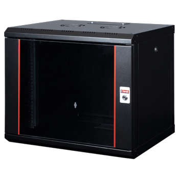 Lande Proline 9U Black W600xD450xH505 , Glass door , 100 kg (LN-PR09U6045-BL-111)