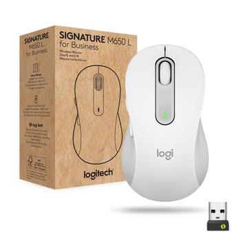 LOGITECH h Signature M650 L for Business - Mouse - right-handed - 5 buttons - wireless - Bluetooth,  2.4 GHz - Logitech Logi Bolt USB receiver - off-white (910-006349)