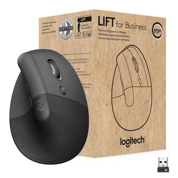 LOGITECH Lift Vertikal Business mus (graphite) Ergonomisk,  Bluetooth/ Logi Bolt USB-mottaker,  4000 dpi, 4 knapper (910-006494)