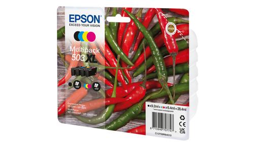 EPSON 503XL Multipack - 4-pack - XL - svart, gul, cyan, magenta - original - blister - bläckpatron - för EPL 5200, RIP Station 5200, WorkForce WF-2960 (C13T09R64010)