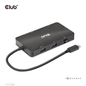 CLUB 3D USB Gen2 Type-C to Dual DisplayPort 4k60Hz 7-in-1 Portable Dock (CSV-1598)