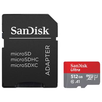 SANDISK 512GB Ultra microSDXC 150MB/ s+SD Adapter (SDSQUAC-512G-GN6MA)