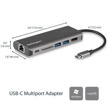 STARTECH USB-C Multiport Adapter - SD - PD - 4K HDMI GbE - 2x USB 3.0 (DKT30CSDHPD)