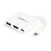 STARTECH StarTech.com USB-C to HDMI Adapter - White - 4K 30Hz - Thunderbolt 3 Compatible - with Power Delivery (USB PD) - USB C Dongle (CDP2HDUACPW) - Adapter - 24 pin USB-C male to HDMI, USB Type A, 24 pin US