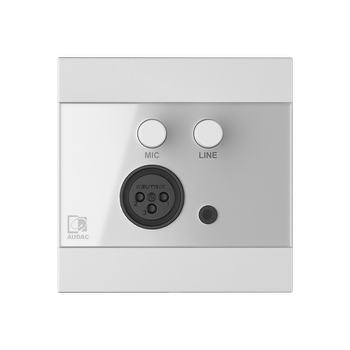 AUDAC Veggpanel WP210/W Hvit Universal Veggpanel med Mik XLR + Linje 3,5mm (WP210/W)