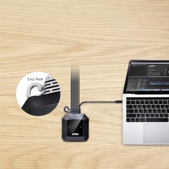 ATEN 2-Port USB-C DisplayPort Hybrid Cable KVM Switch (CS52DP-AT)