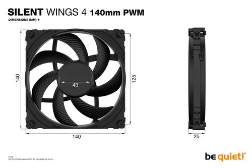 BE QUIET! Silent Wings 4 140 PWM - Kabinet køler - 140mm - Sort - 13 dBA (BL096)