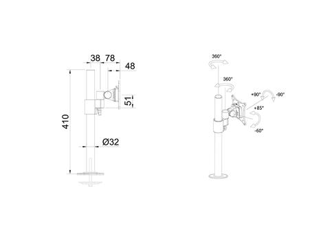 MULTIBRACKETS M VESA Deskmount  Single w. Lockable Tablet Mount (7350105212796)