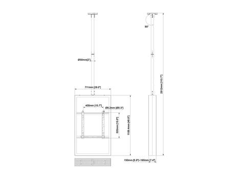 MULTIBRACKETS M ProSeries Encl 50" Ceiling M B2B Black (7350105213939)