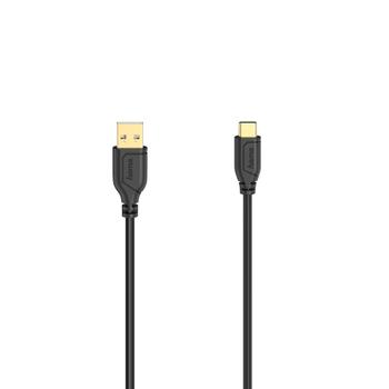 HAMA Cable USB-C Flexi-Slim USB-A-USB-C Gold Black 0.75m (00200634)