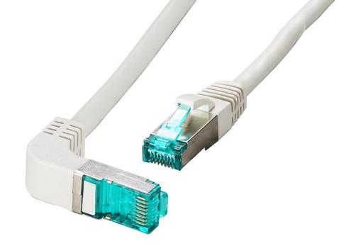 OEM Patchkabel RJ45, CAT6A 500Mhz, 0,5m, grau, S-STP(S/ FTP),  LSZH, einseitig 90Grad gewinkelt (MK6001W.0,5G)