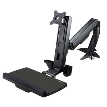STARTECH StarTech.com Sit Stand Monitor Arm, Desk Mount Adjustable Sit-Stand Workstation Arm for Single 34" VESA Mount Display, Ergonomic Articulating Standing Desk Converter with Keyboard Tray - Stand Up Offi (ARMSTSCP1)