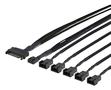 DELTACO splitter för PWM-fläktar, 4-pin till 5x4-pin ho, SATA ström