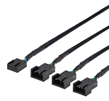 DELTACO splitter för PWM-fläktar,  4-pin till 3x4-pin ho, svart (SSI-67)