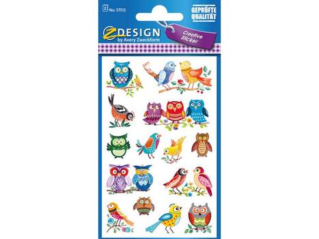 Z-Design Etikett AVERY dekor morsomme fugler (2) (57512*10)