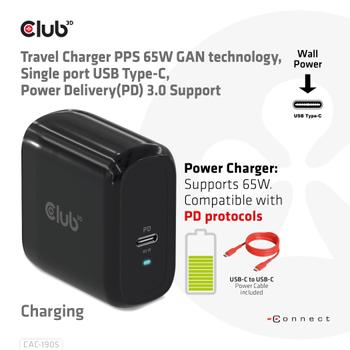 CLUB 3D Travel Charger 65W Gan (CAC-1905EU)
