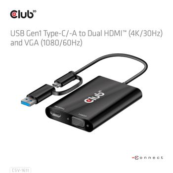 CLUB 3D Usb Gen1 Type-C/-A To Dual (CSV-1611)