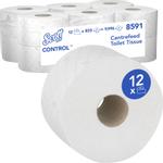 Toiletpapir,  Kimberly-Clark Scott Control, 2-lags, 204m x 10,6cm, Ø19,8cm, hvid, 100% genbrugspapir