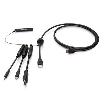 C2G G 6ft (1.8m) 4K HDMI Premium Cable and Dongle Adapter Ring with Color Coded Mini DisplayPort,   DisplayPort,   and USB-C - Video adapter kit - black - gold flashed contacts, 4K60Hz support, 4K30Hz support (C2G30052)