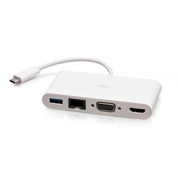 C2G USB-C to HDMI VGA RJ45 Adapter White (C2G29829)
