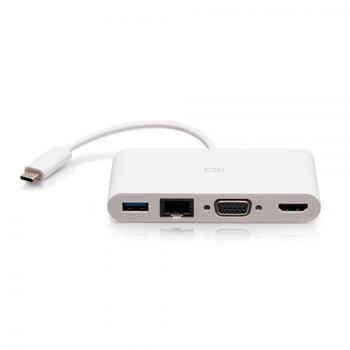 C2G USB-C to HDMI VGA RJ45 Adapter White (C2G29829)