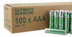 DELTACO Ultimate Alkaline batteries,  LR03/AAA size, 100-pack bulk (ULTB-LR03-100P)