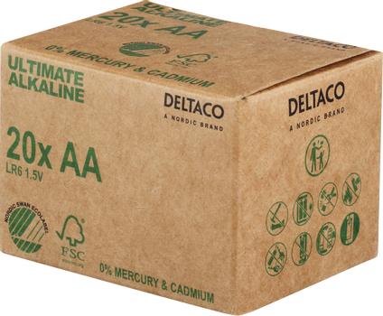 DELTACO Ultimate Alkaline batteries,  LR6/AA size, 20-pack bulk (ULTB-LR6-20P)