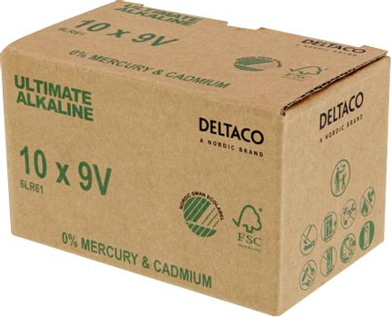 DELTACO Ultimate Alkaline batterie, 9V, 6LR61, 10-pack bulk (ULTB-6LR61-10P)