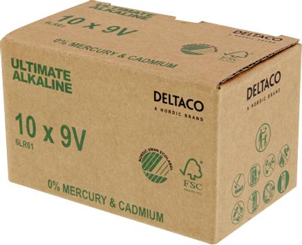 Deltaco Ultimate batteri - Svaneøkomerket - 10 x 6LR61 - Alkalisk (ULTB-6LR61-10P)