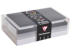 CLAIREFONTAINE Kort m/konv POLLEN 90x140 sort sølv (40)