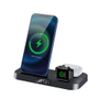 SIGN 4-in-1 Wireless Charging Station with Digital Watch, 15W - Black