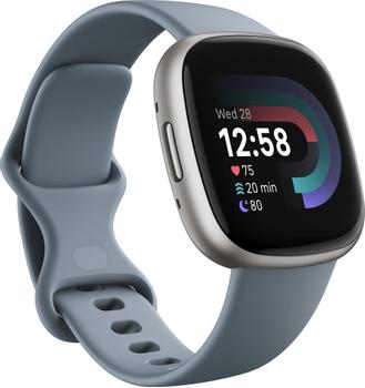 FITBIT Versa 4 Waterfall Blue/ Platinum Aktivitetssporer (FB523SRAG)