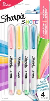 SHARPIE S-Note Creative Permanent Marker Chisel Tip Assorted Colours (Pack 4) 2138234 (2138234)